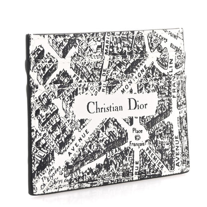 Christian Dior Calfskin Plan De Paris Print Card Holder White Black 3 of 9