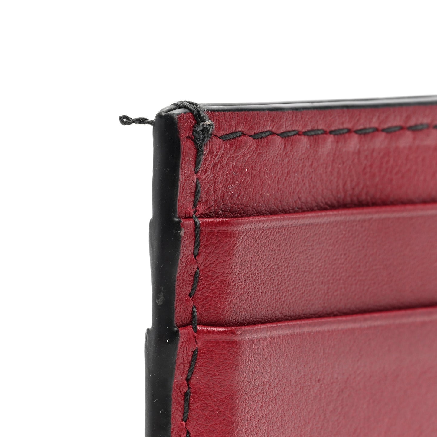 Calfskin D-Fence Card Holder Red