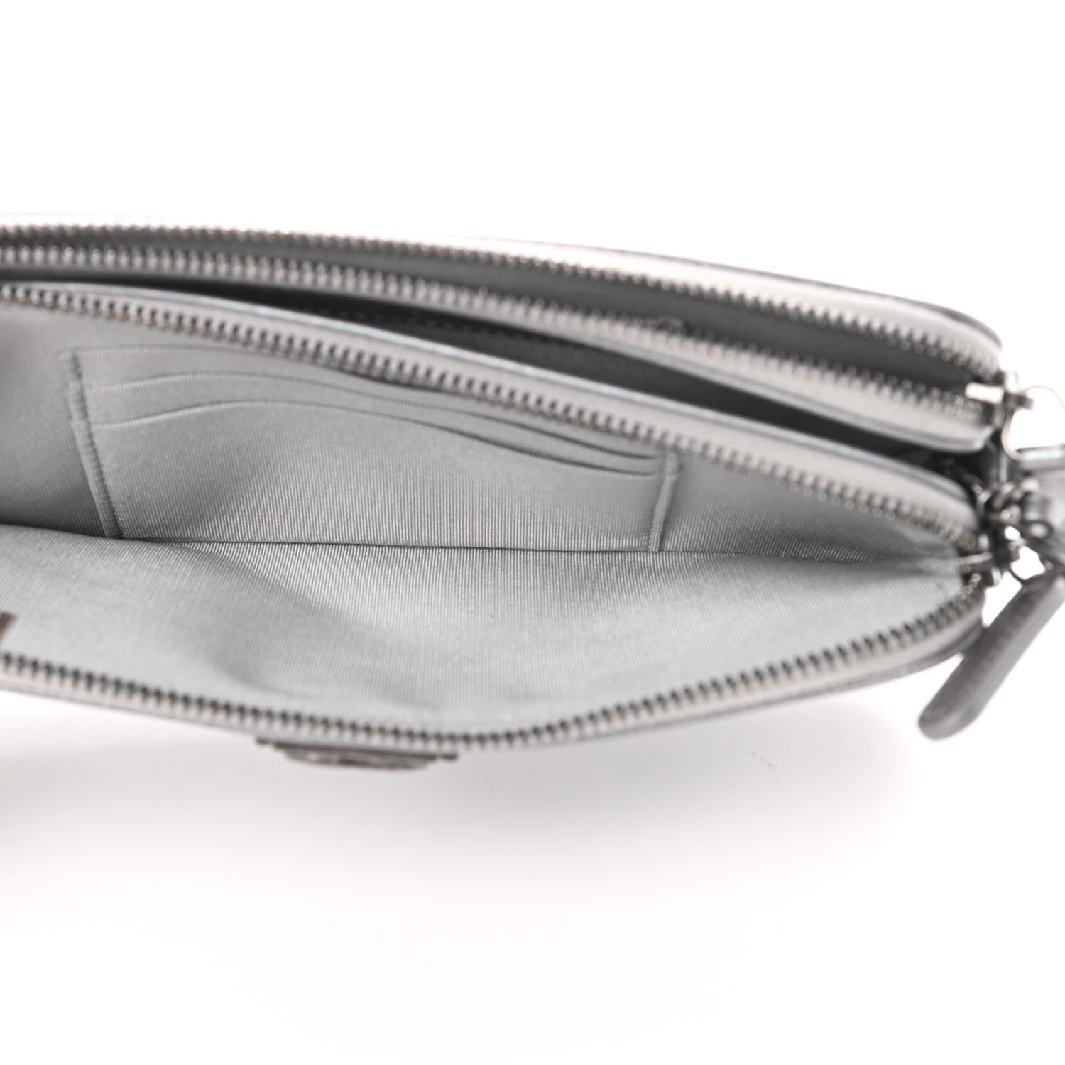 Chanel Metallic Caviar Quilted Small Boy Clutch With Chain Silver 7 of 14
