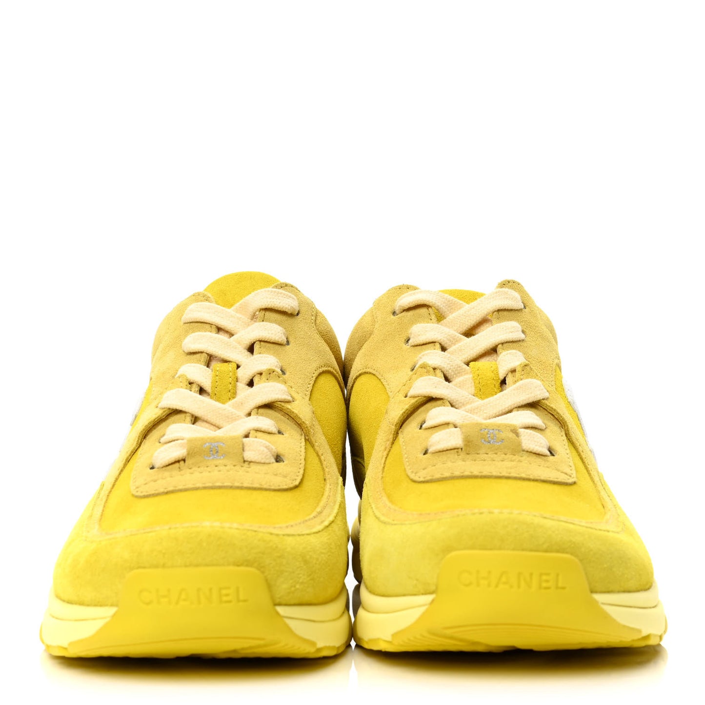 Fabric Calfskin Suede CC Sneakers 39 Yellow