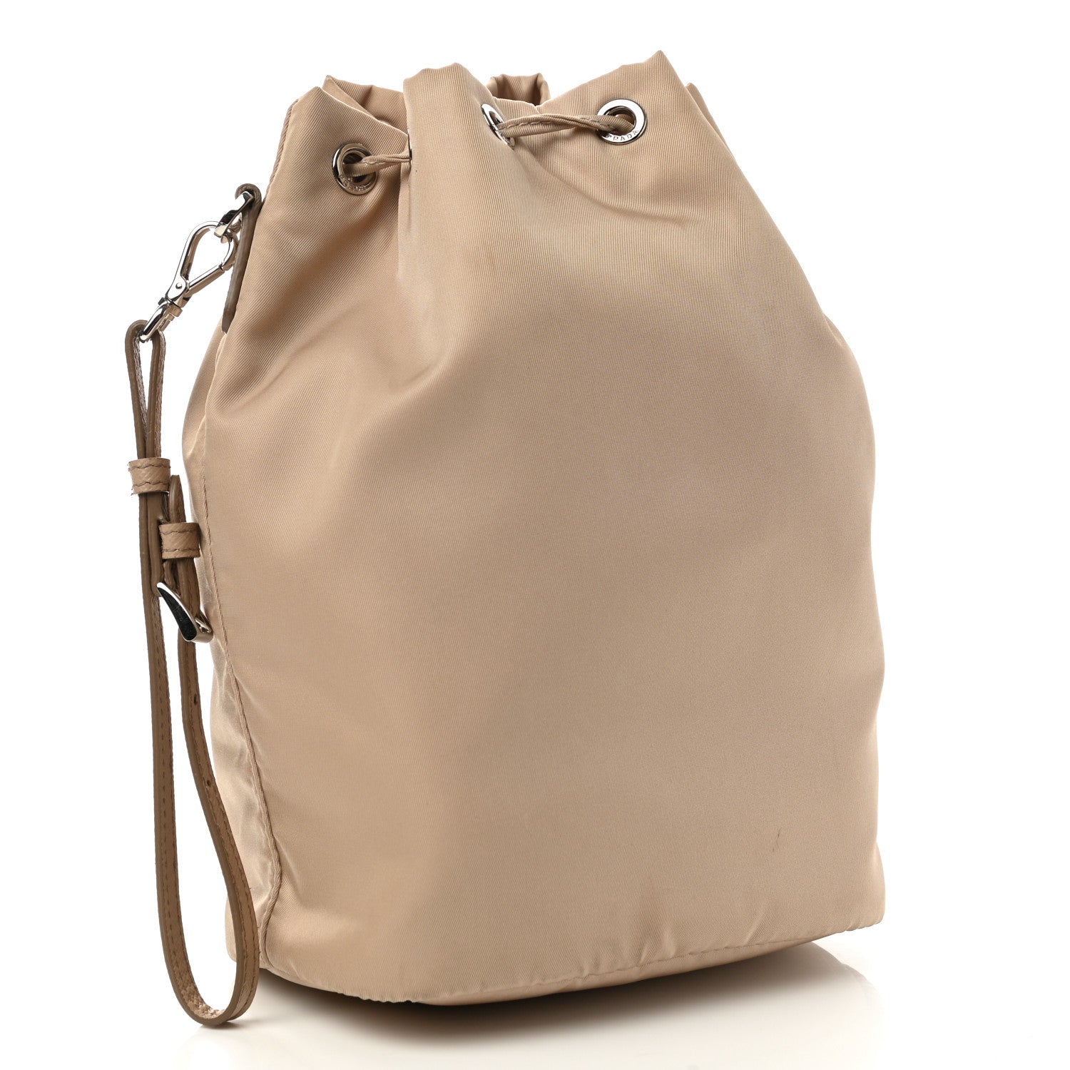 Prada Saffiano Tessuto Nylon Vela Bucket Wristlet Cammeo 3 of 11
