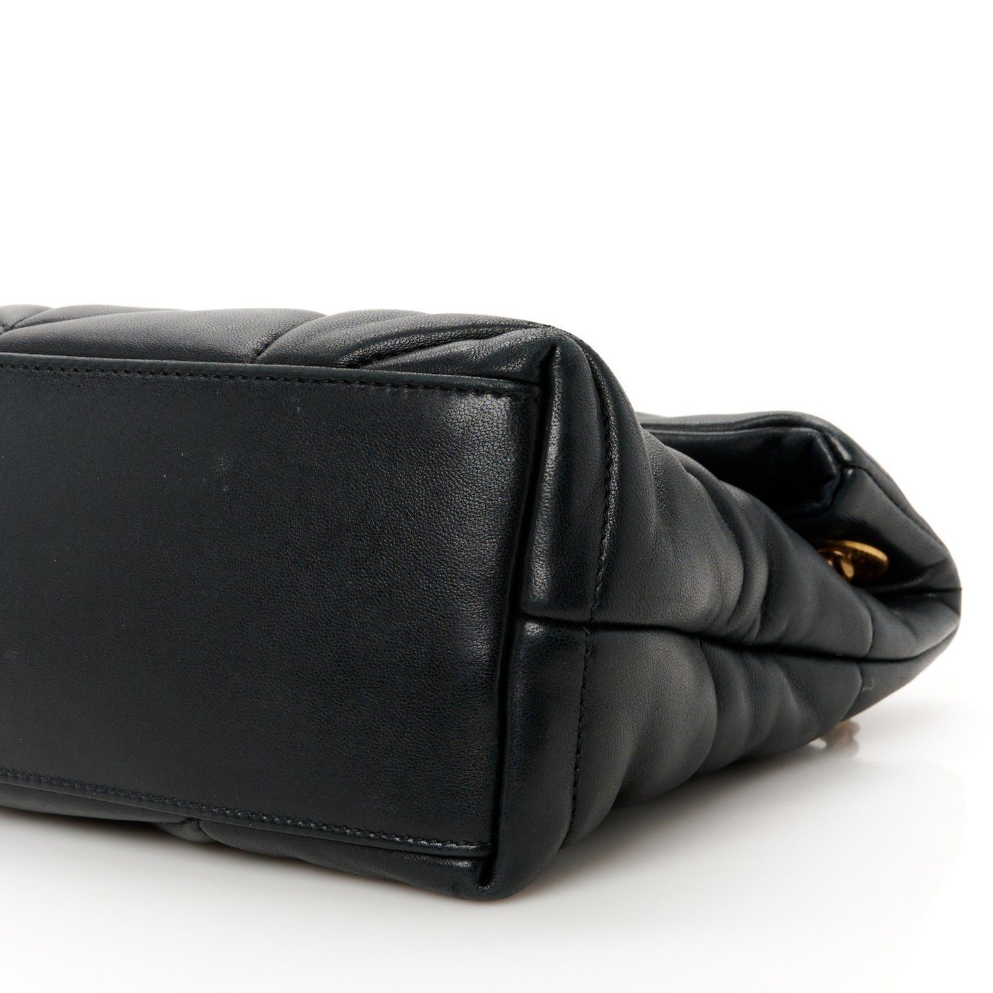 Lambskin Quilted Small Loulou Puffer Monogram Chain Satchel Black