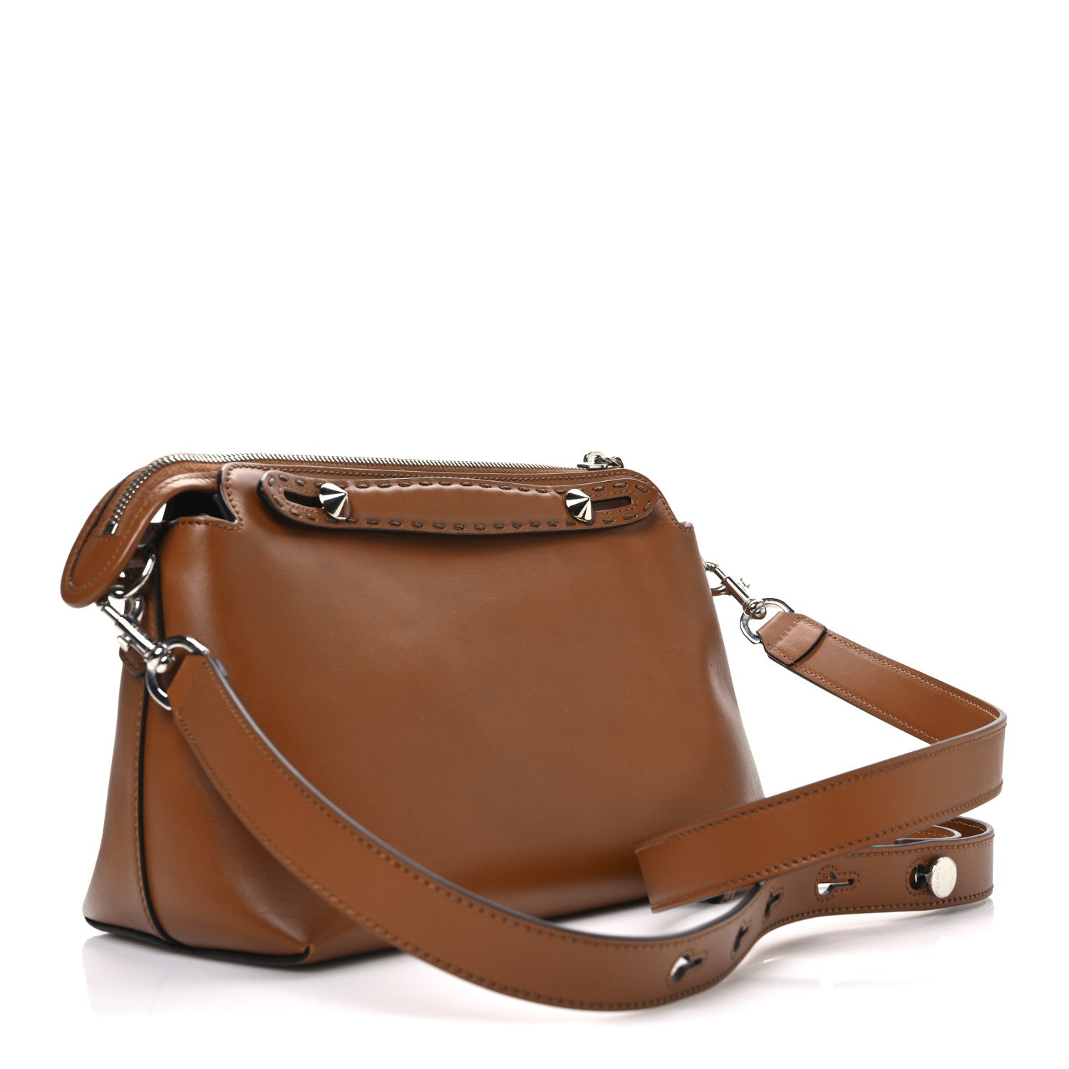 Fendi Vitello King Logo Embossed Medium By The Way Boston Bag Cuoio 3 of 10