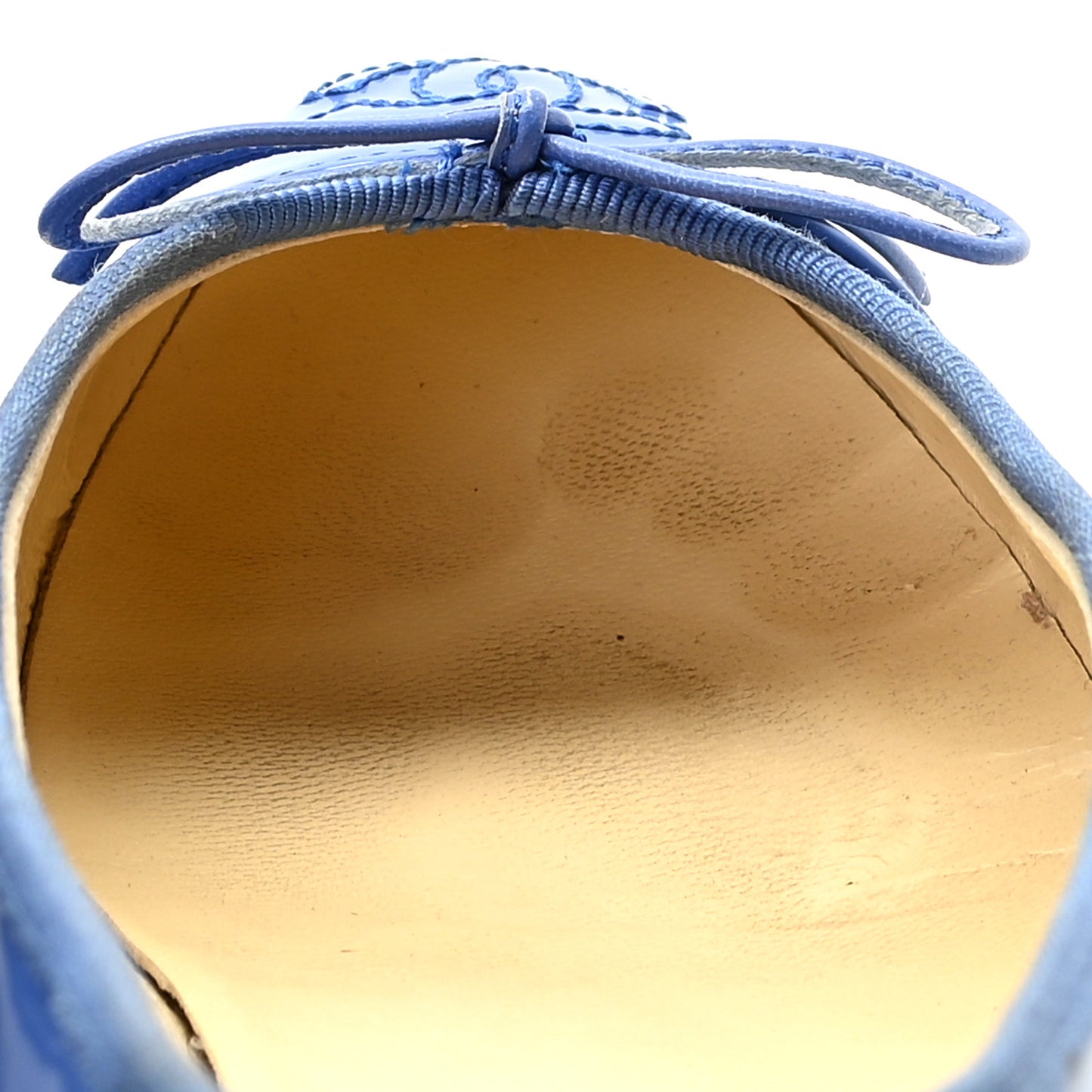 Patent Calfskin CC Cap Toe Ballerina Flats 35.5 Blue