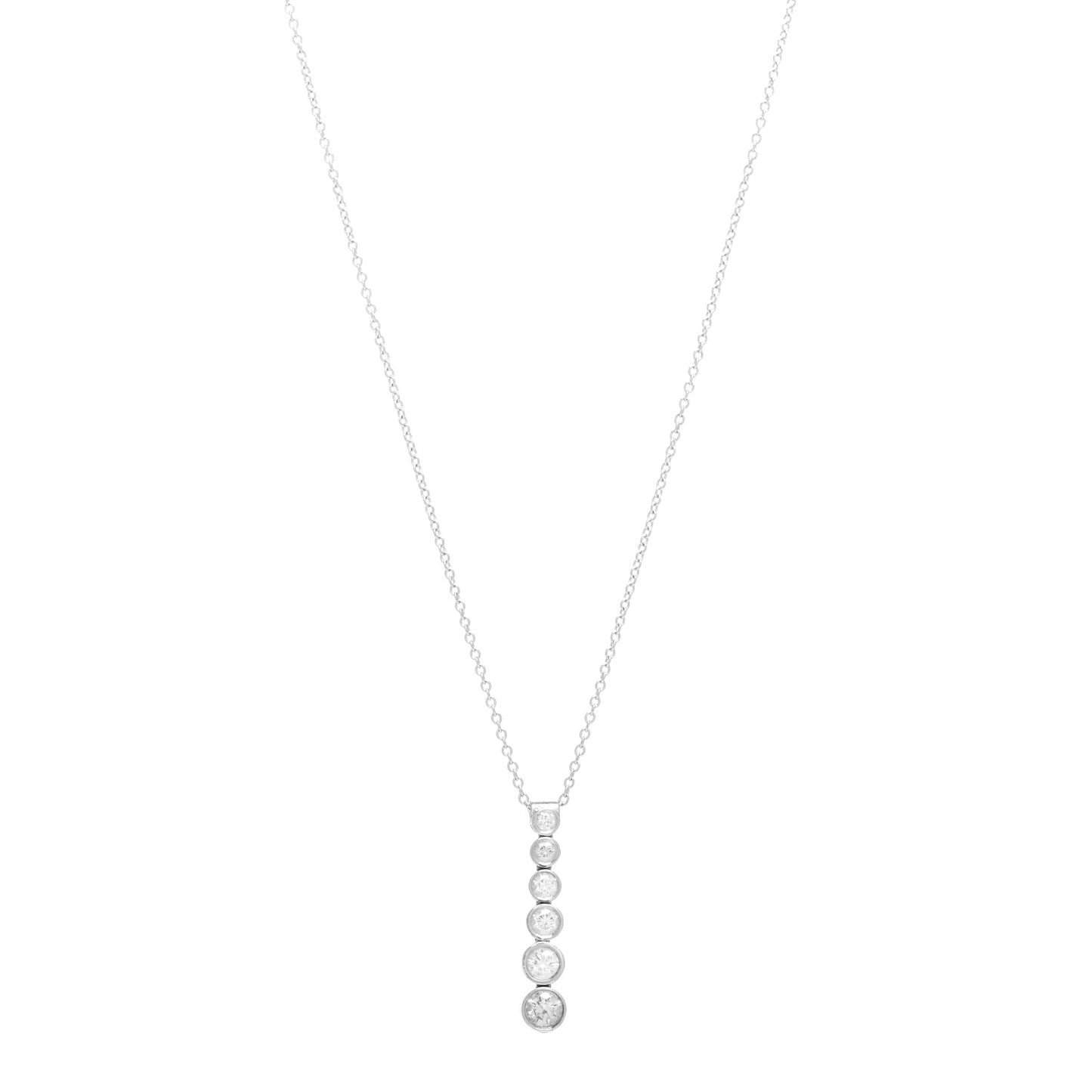Platinum Diamond Jazz Graduated Drop Pendant Necklace