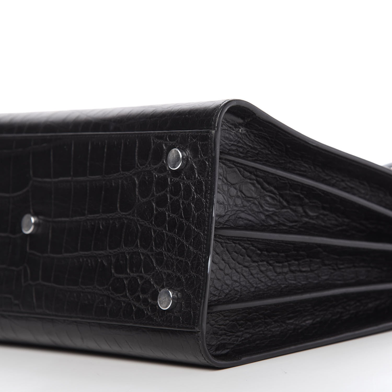 Saint Laurent Calfskin Crocodile Embossed Small Sac de Jour Black 7 of 11
