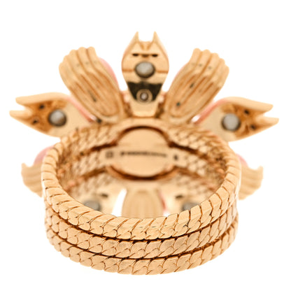 Gucci Metal Crystal Resin Flower Ring 53 6.25 Gold Pink 4 of 8