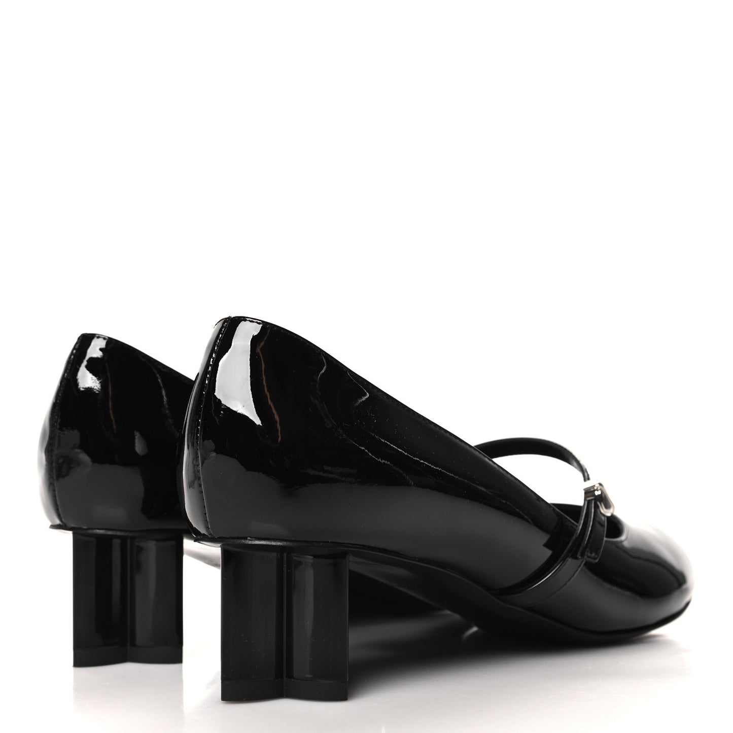LOUIS VUITTON Patent Uniformes Silhouette 40mm Pumps 38.5 Black