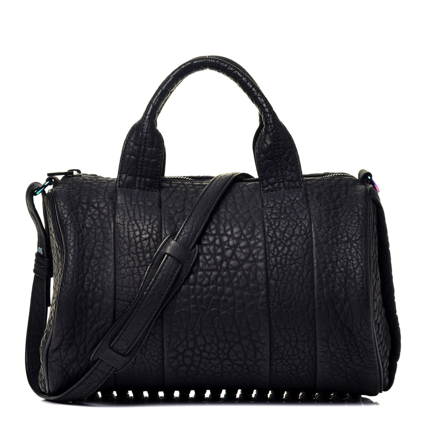 Pebbled Lambskin Rocco Matte Black Iridescent Hardware