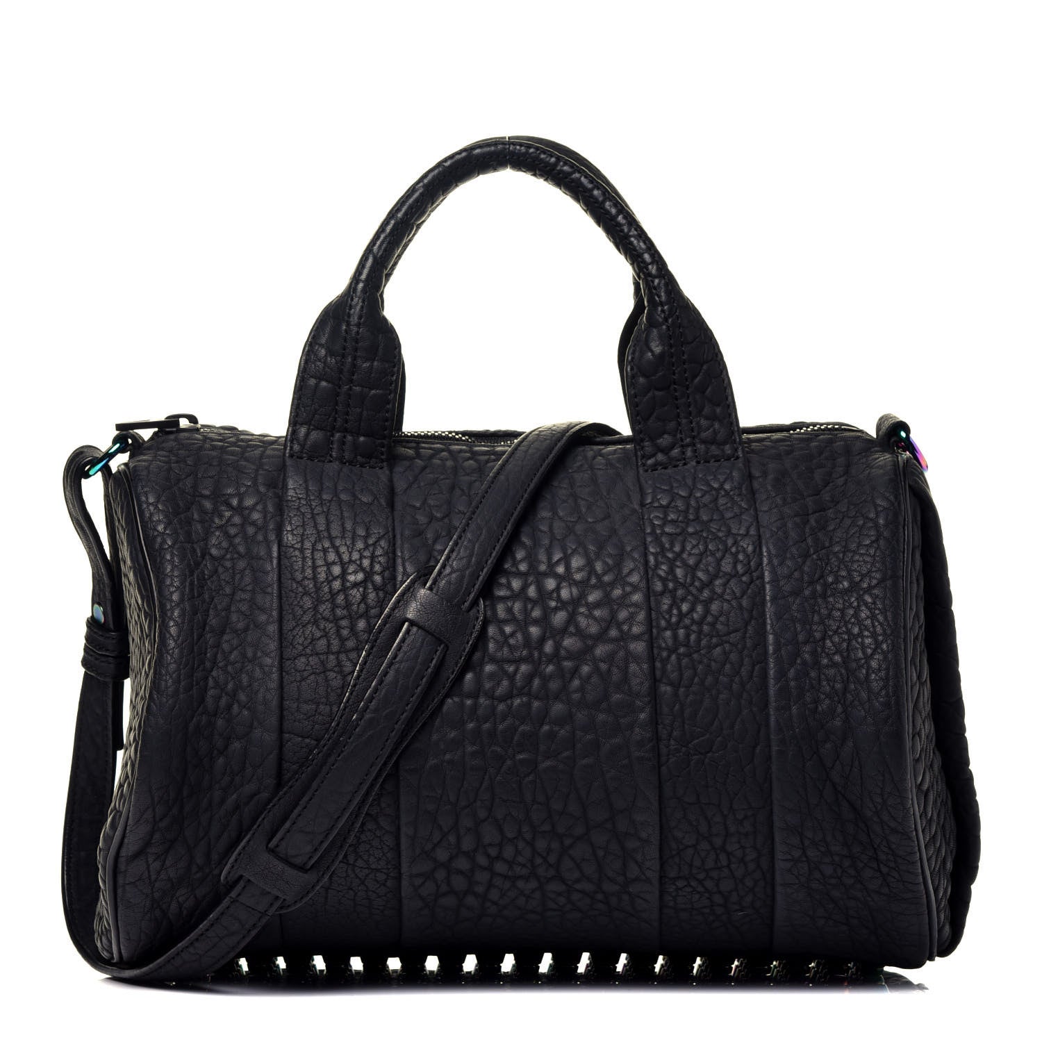 Alexander Wang Pebbled Lambskin Rocco Matte Black Iridescent Hardware 1 of 8