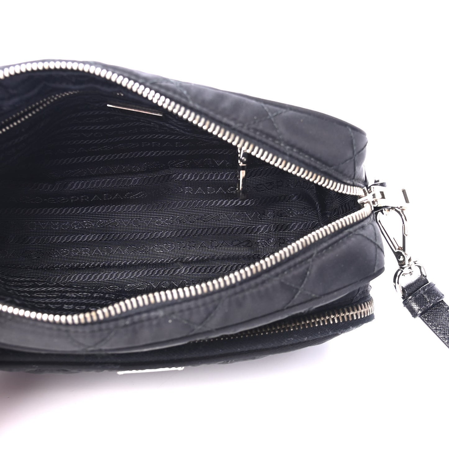 Nylon Tessuto Impuntu Quilted Crossbody Bag Black