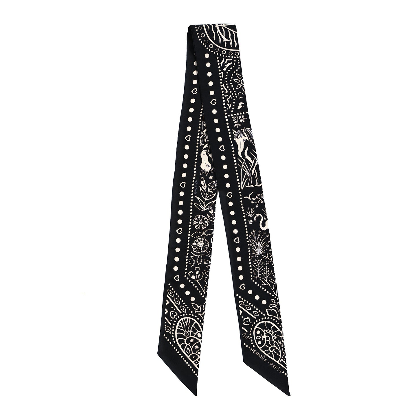 Silk Peuple Du Vent Bandana Twilly Black White