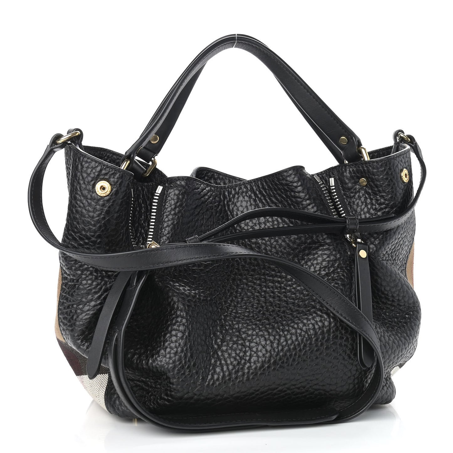 Grainy Calfskin House Check Small Maidstone Black