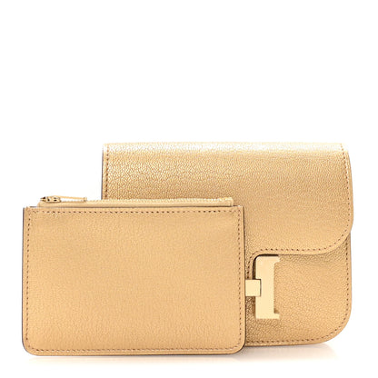 Hermes Metallic Chevre Chamkilight Constance Slim Wallet Dore 3 of 9