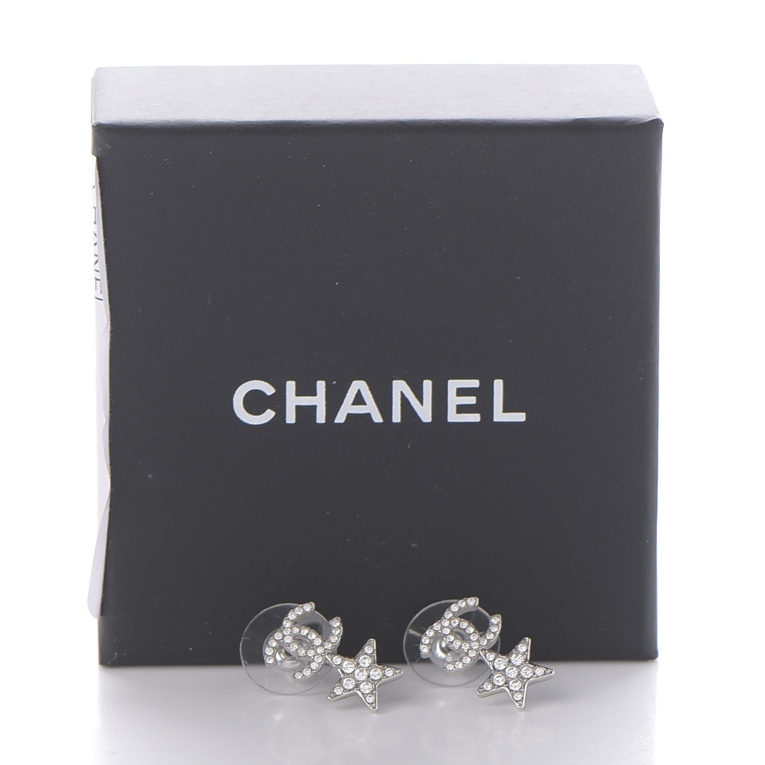 Chanel Crystal CC Star Earrings Silver 5 of 5