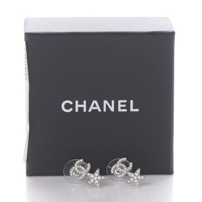 Chanel Crystal CC Star Earrings Silver 5 of 5