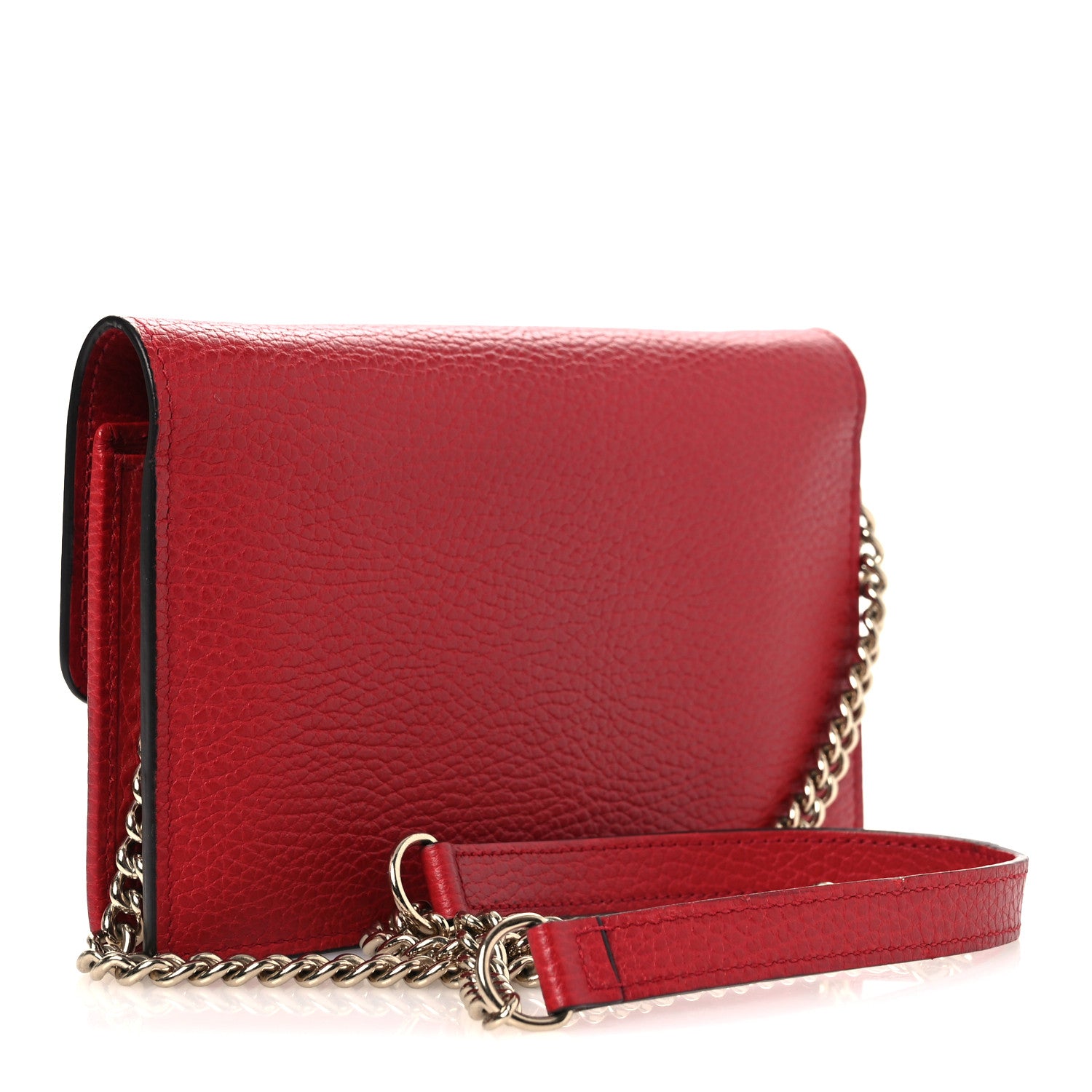 Gucci Dollar Calfskin Interlocking G Chain Wallet Red 3 of 15