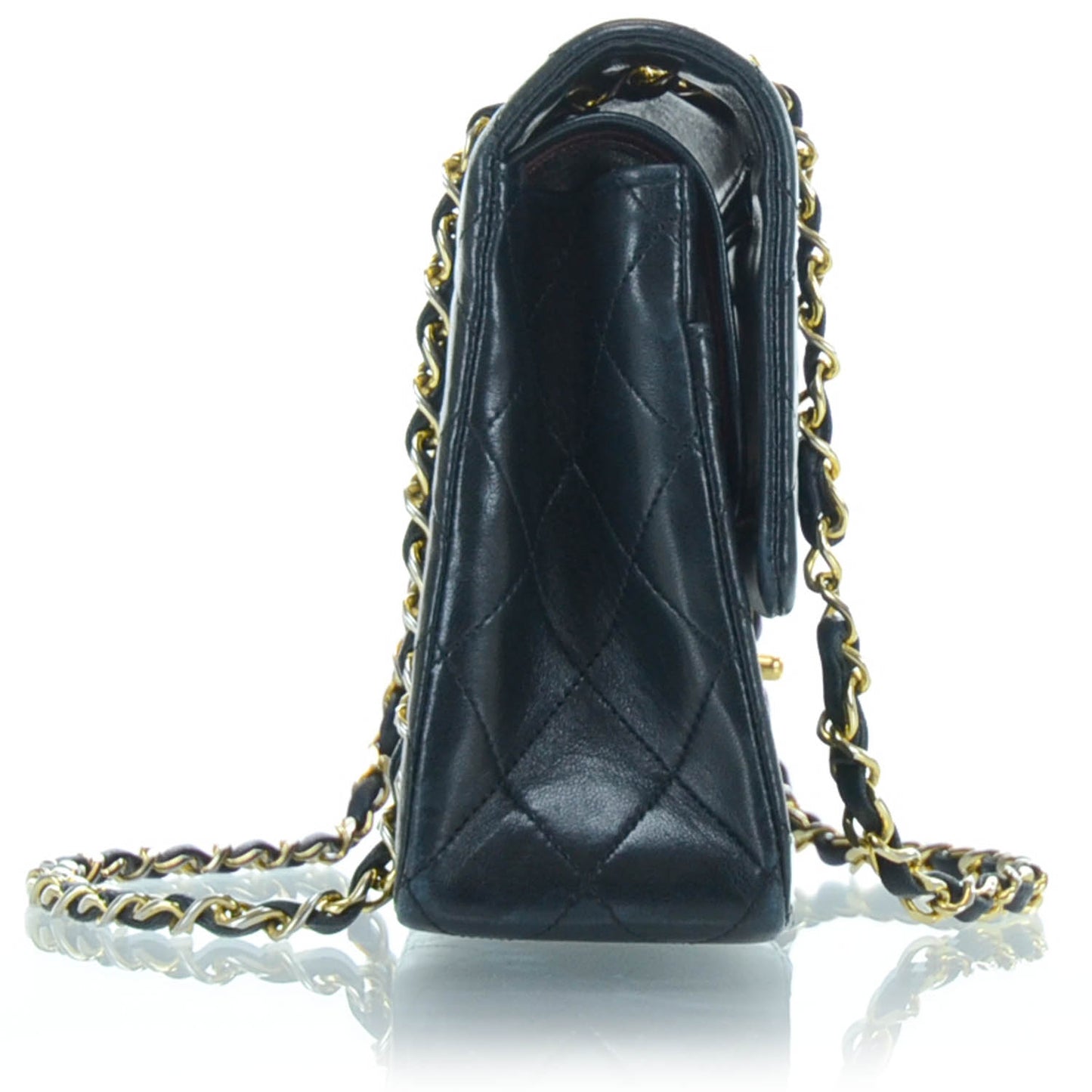 Lambskin Medium Double Flap Black