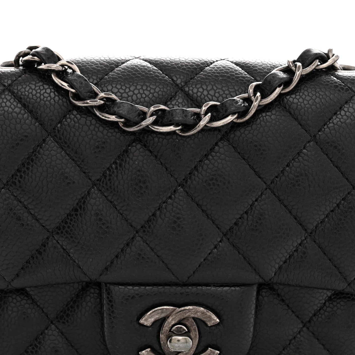 Caviar Quilted Mini Square Flap Black