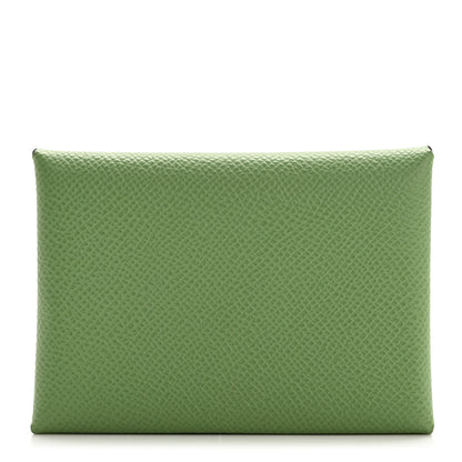 Hermes Epsom Calvi Duo Card Case Vert Criquet 1 of 8
