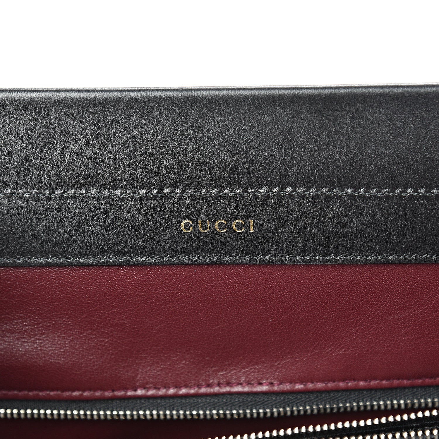 Gucci Smooth Calfskin Diagonal Striped Medium Zumi Top Handle Bag Black Beige 6 of 13