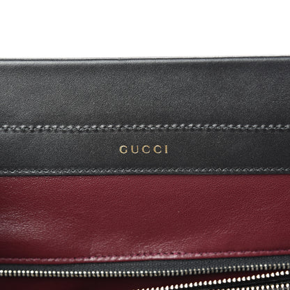 Gucci Smooth Calfskin Diagonal Striped Medium Zumi Top Handle Bag Black Beige 6 of 13