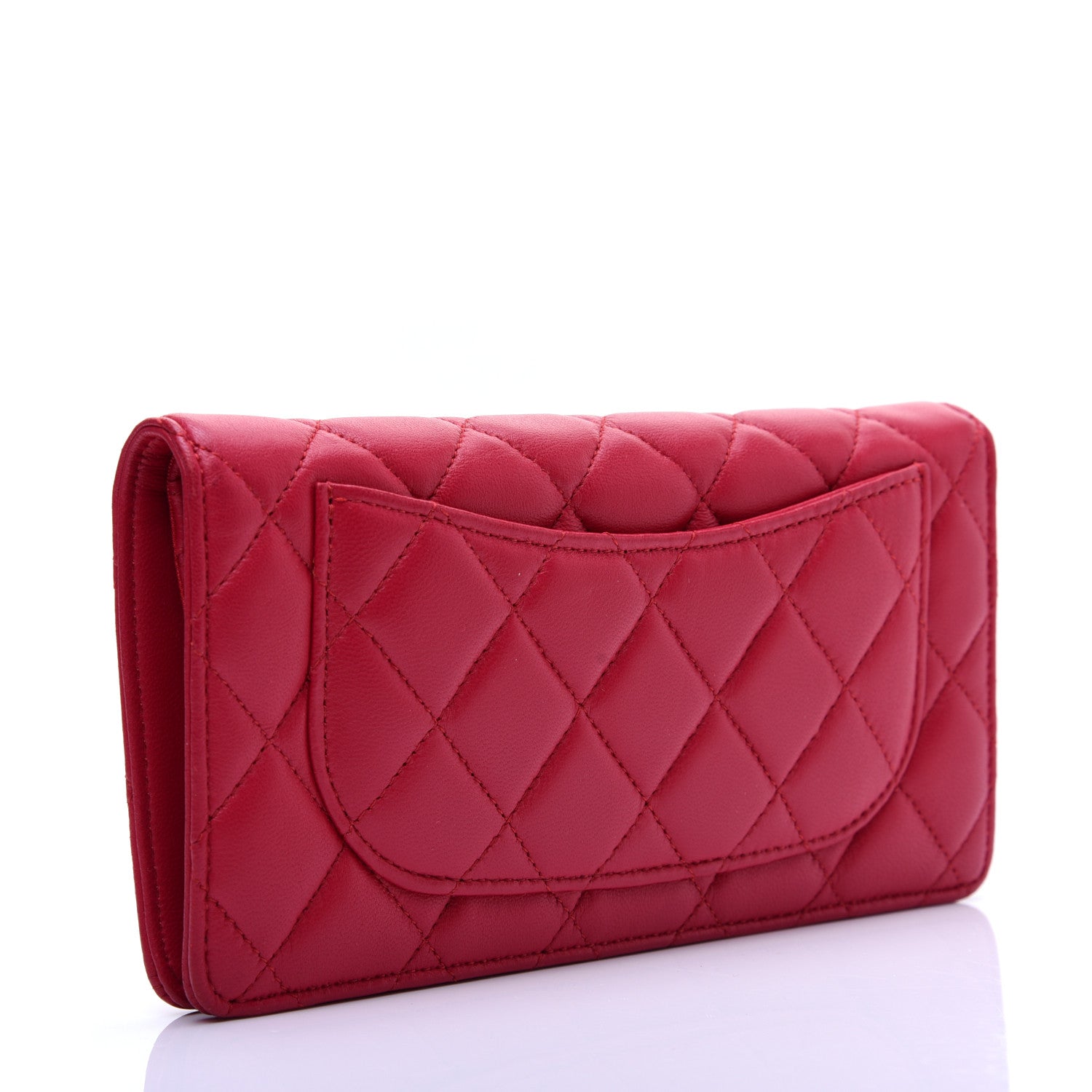 Chanel Lambskin Quilted Yen Wallet Fuchsia 3 of 12