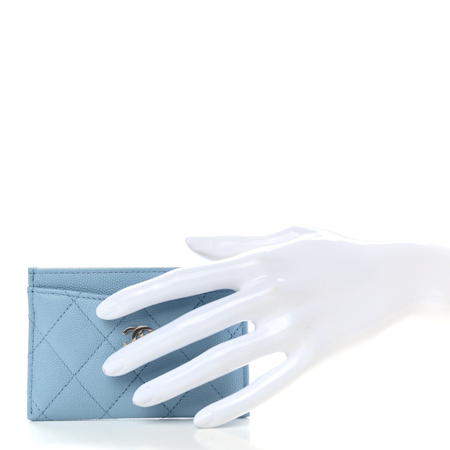 Caviar Quilted Card Holder Light Blue