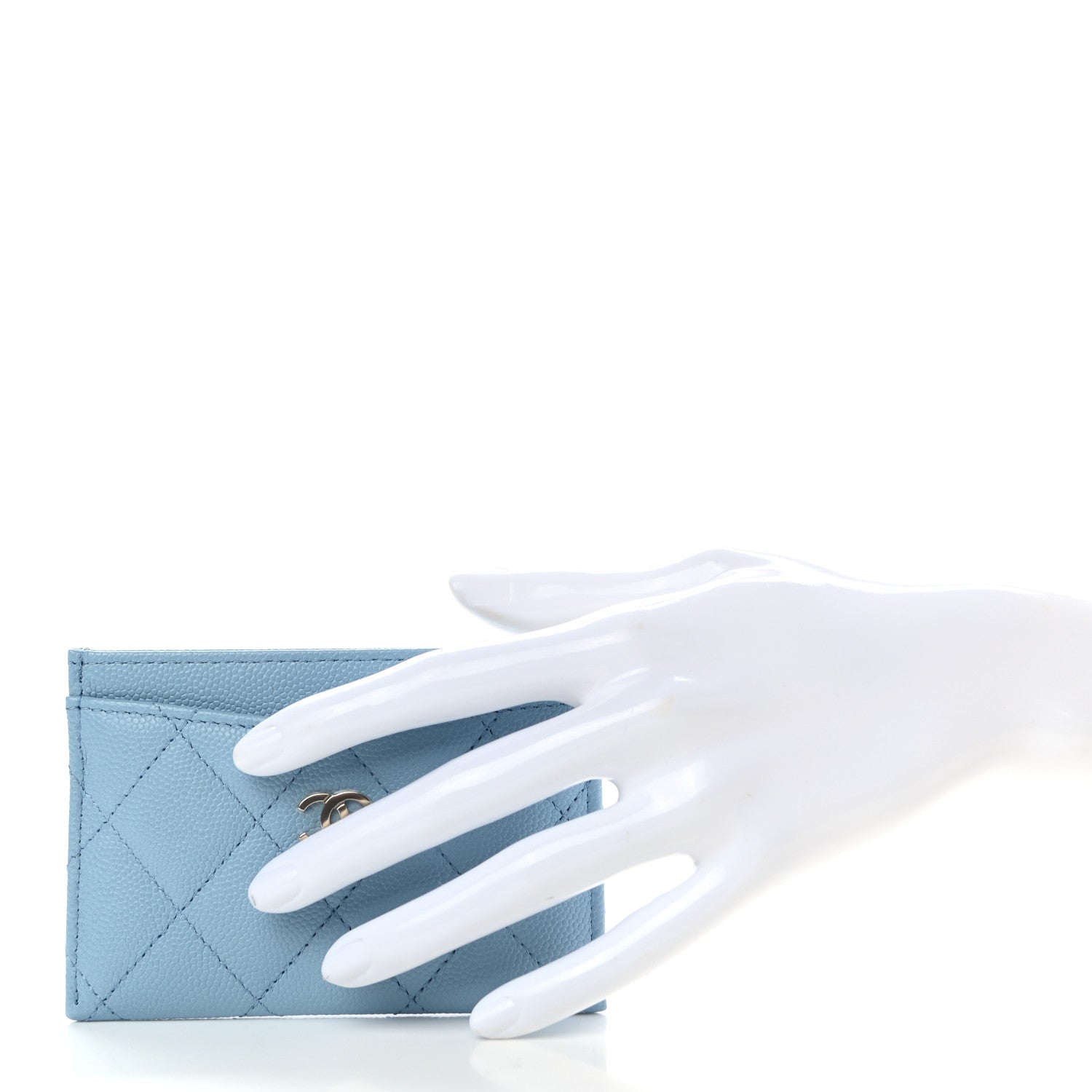 Chanel Caviar Quilted Card Holder Light Blue 2 of 9