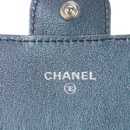 Chanel Iridescent Goatskin Quilted Large Gusset Flap Wallet Purple 6 of 8
