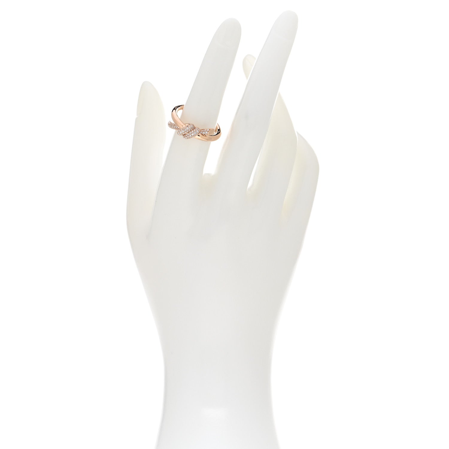 Tiffany 18K Rose Gold Diamond Double Row Knot Ring 53 6.5 2 of 4