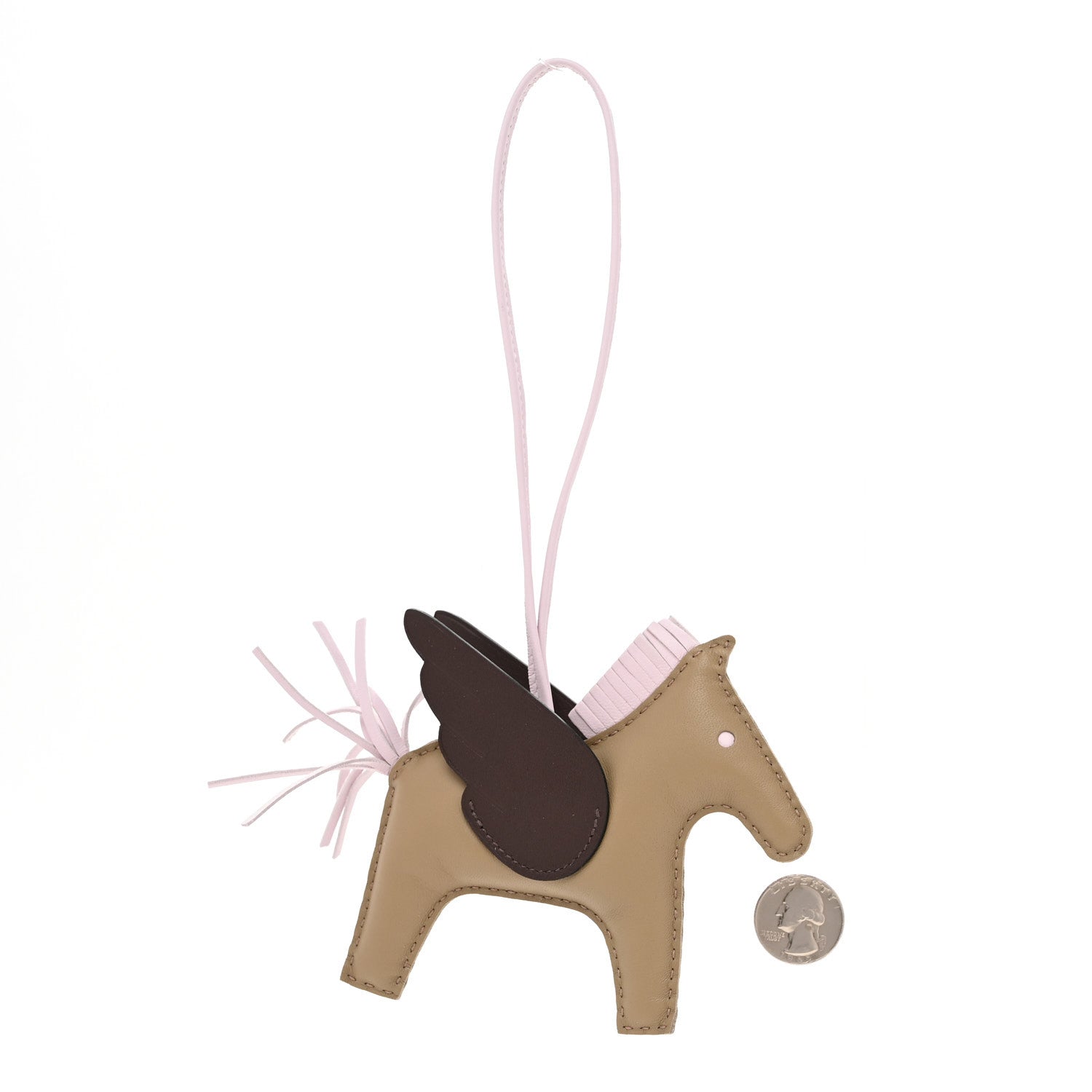 Hermes Milo Lambskin Grigri Rodeo Pegase Horse Bag Charm MM Beige Marfa Mauve Pale Moka 2 of 5
