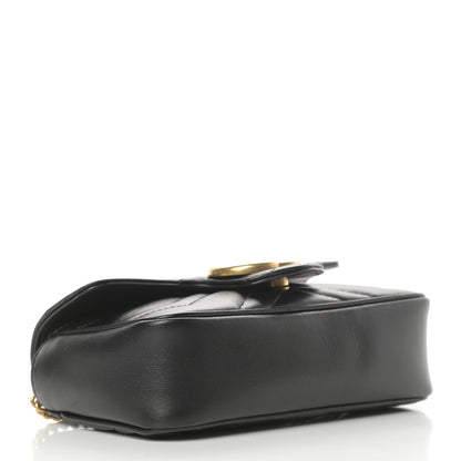 Gucci Calfskin Matelasse Super Mini GG Marmont Shoulder Bag Black 4 of 11