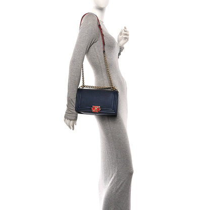 Chanel Lambskin Embossed Medium Boy Cube Flap Navy 2 of 11