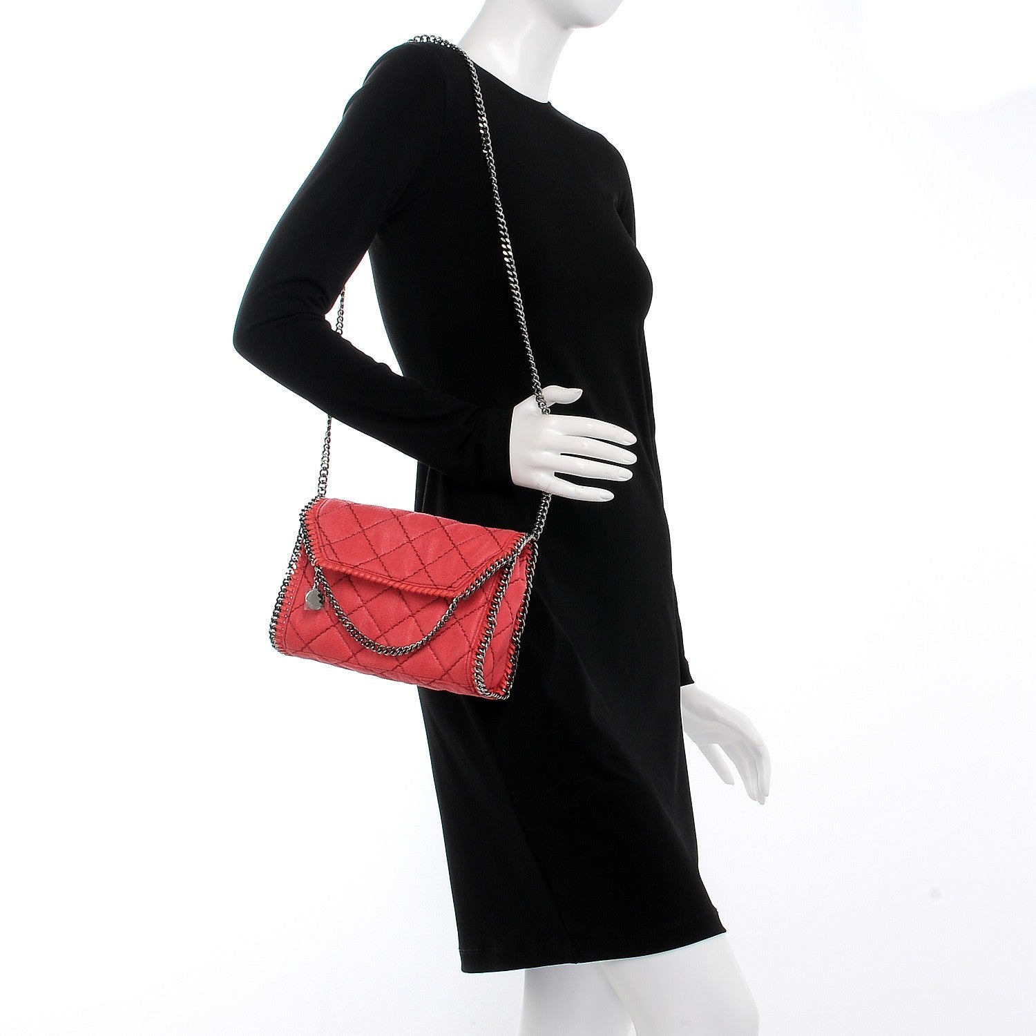 Stella McCartney Shaggy Deer Quilted Mini Falabella Coral 2 of 7