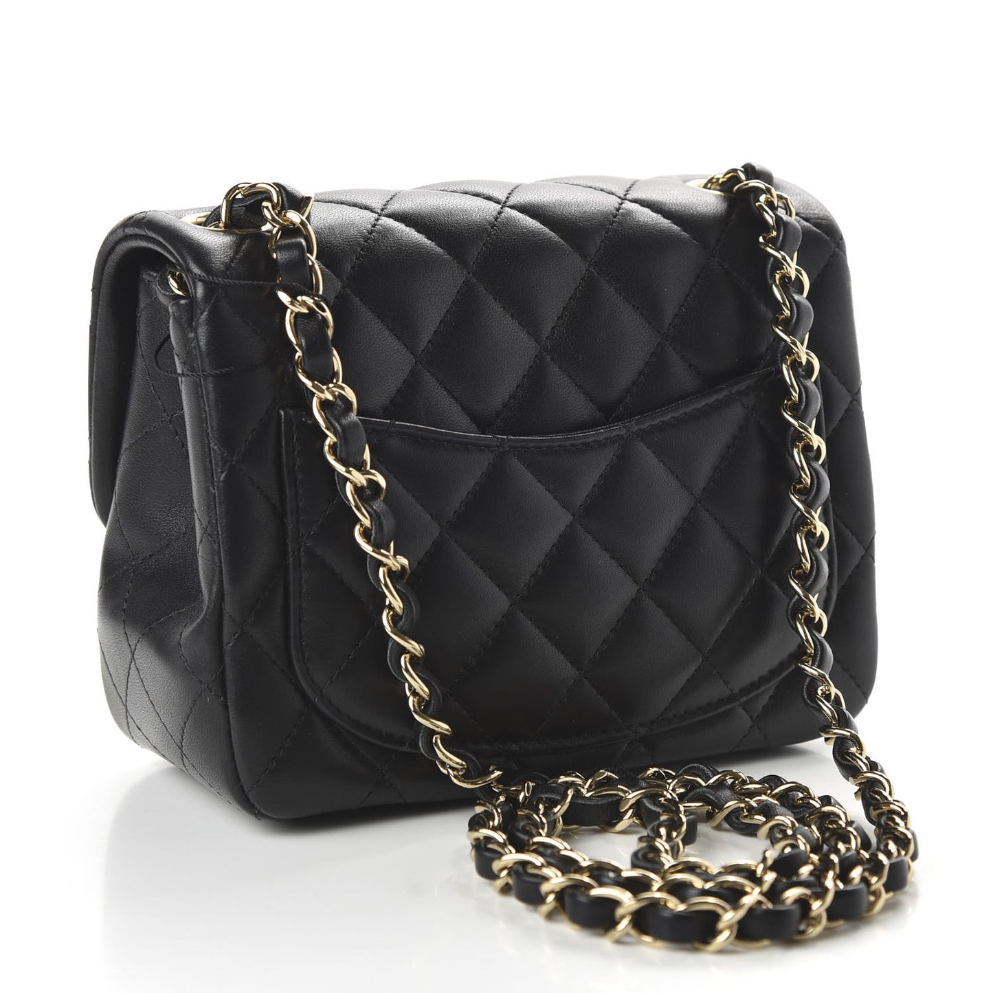 Lambskin Quilted Mini Square Flap Black