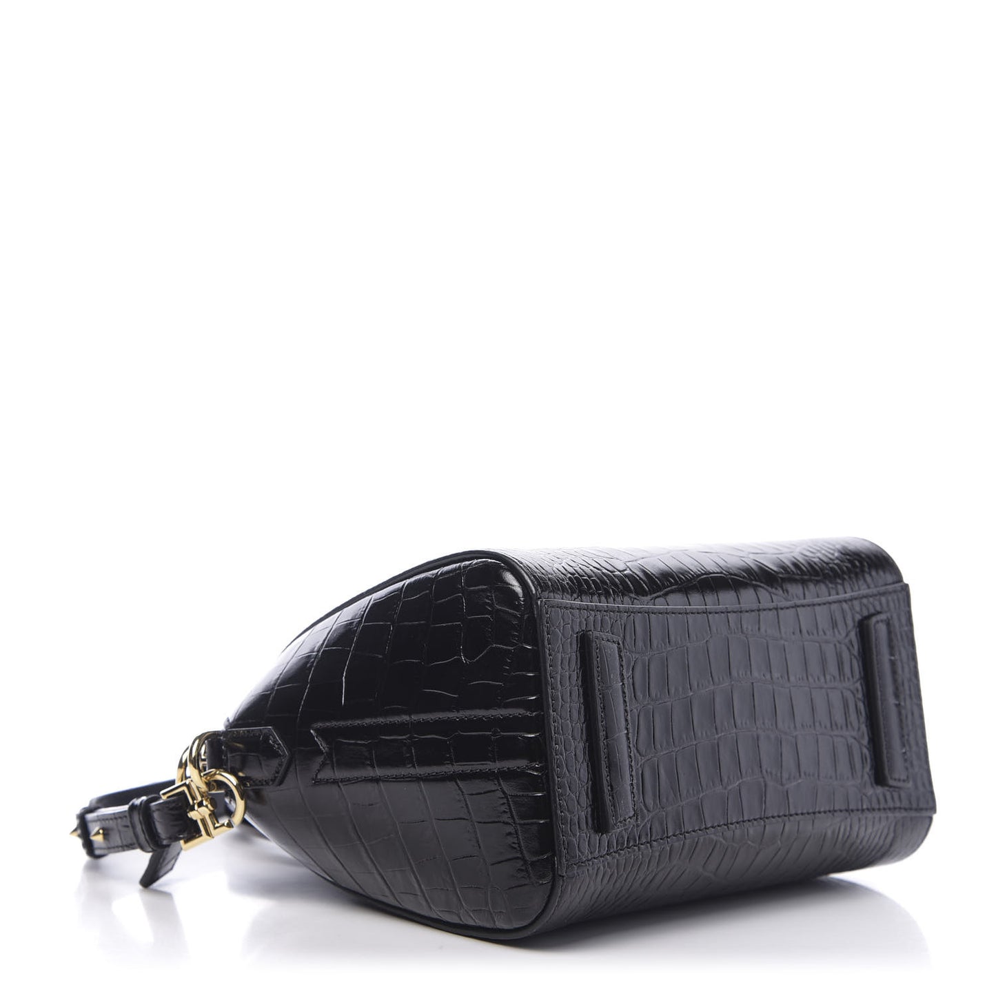 Calfskin Crocodile Embossed Mini Antigona Black