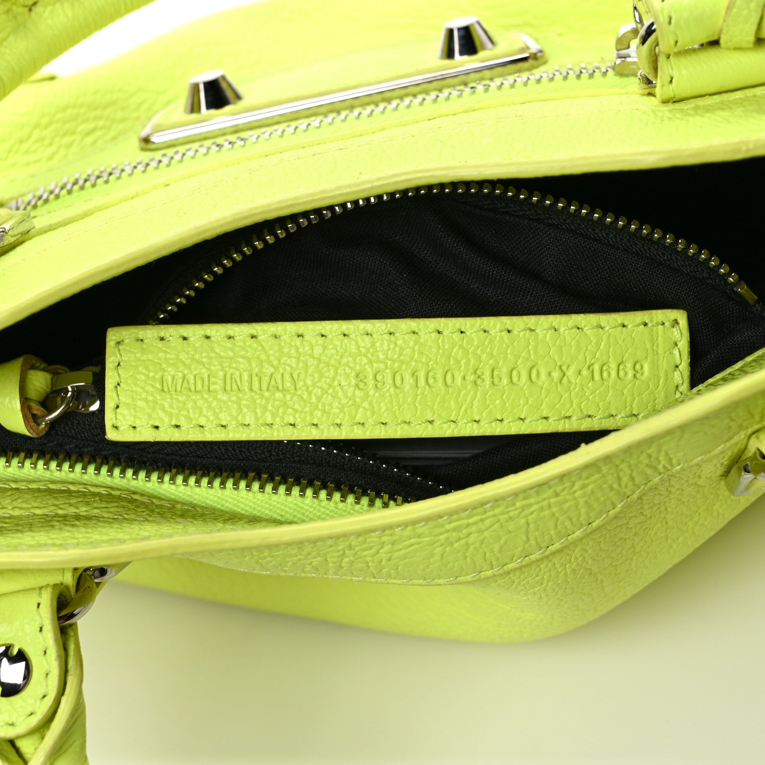 Balenciaga Chevre Silver Metallic Edge Hardware Mini City Acid Green 7 of 9