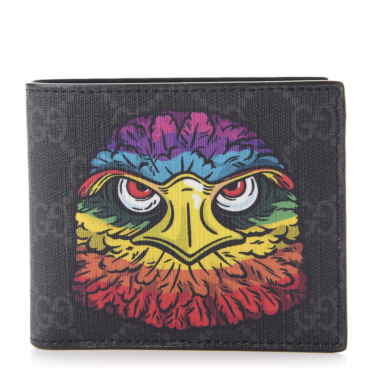 Gucci GG Supreme Monogram Rainbow Eagle Nice Bi-Fold Wallet Black Grey Multicolor 1 of 7