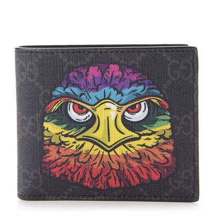 Gucci GG Supreme Monogram Rainbow Eagle Nice Bi-Fold Wallet Black Grey Multicolor 1 of 7