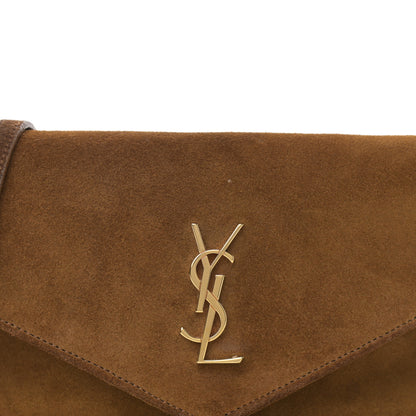 Saint Laurent Suede Monogram Chain Wallet Brown 9 of 13
