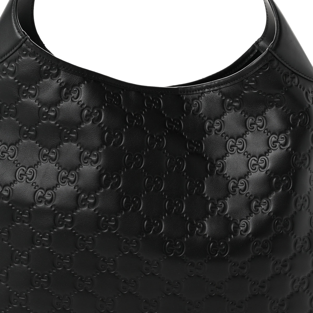 GG Calfskin Embossed B Medium Shoulder Bag Arabella Black
