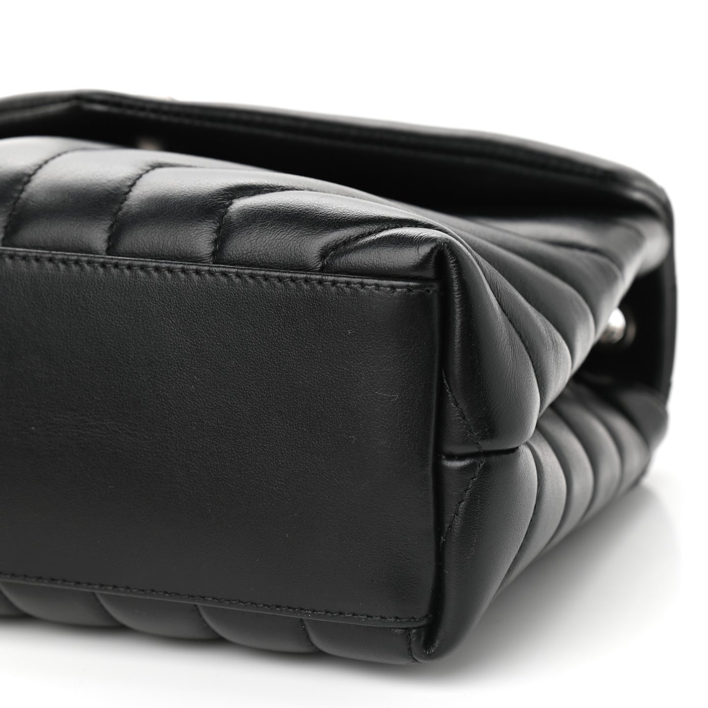 Calfskin Y Quilted Monogram Small Loulou Chain Satchel Black