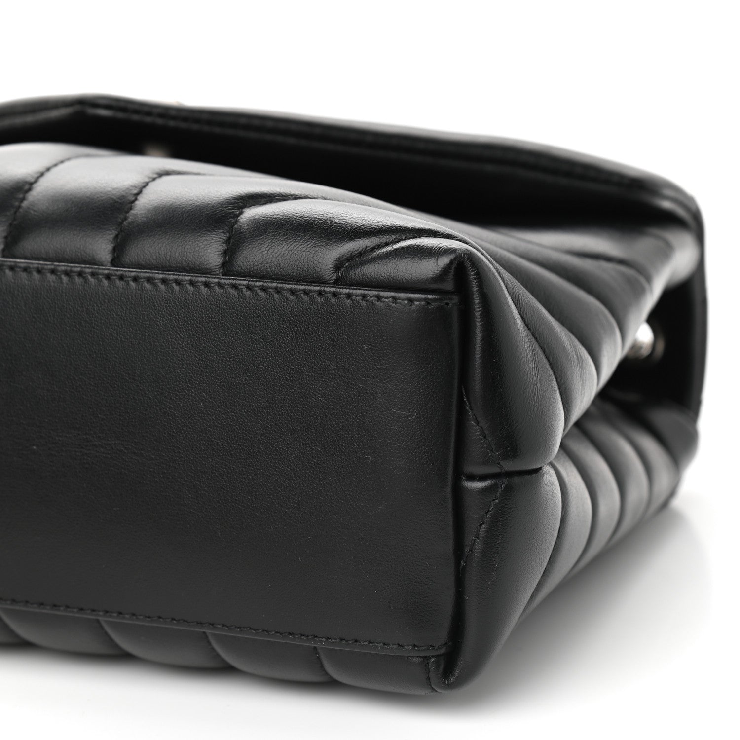 Saint Laurent Calfskin Y Quilted Monogram Small Loulou Chain Satchel Black 9 of 10