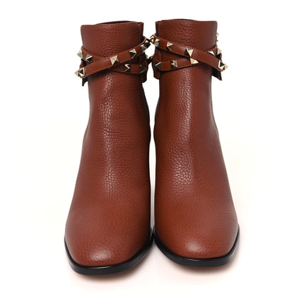 Valentino Garavani Grainy Calfskin Rockstud Chelsea 90mm Ankle Boots 39.5 Bright Cognac 3 of 10