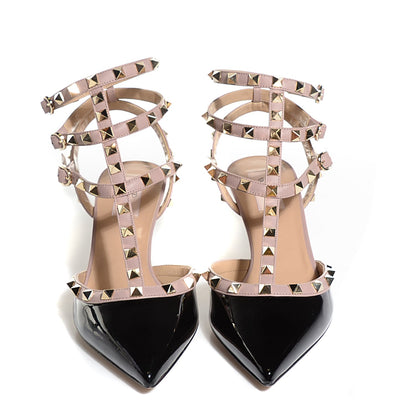 Valentino Garavani Patent Nappa Rockstud Ankle Strap 65mm Pumps 40 Black Poudre 2 of 7