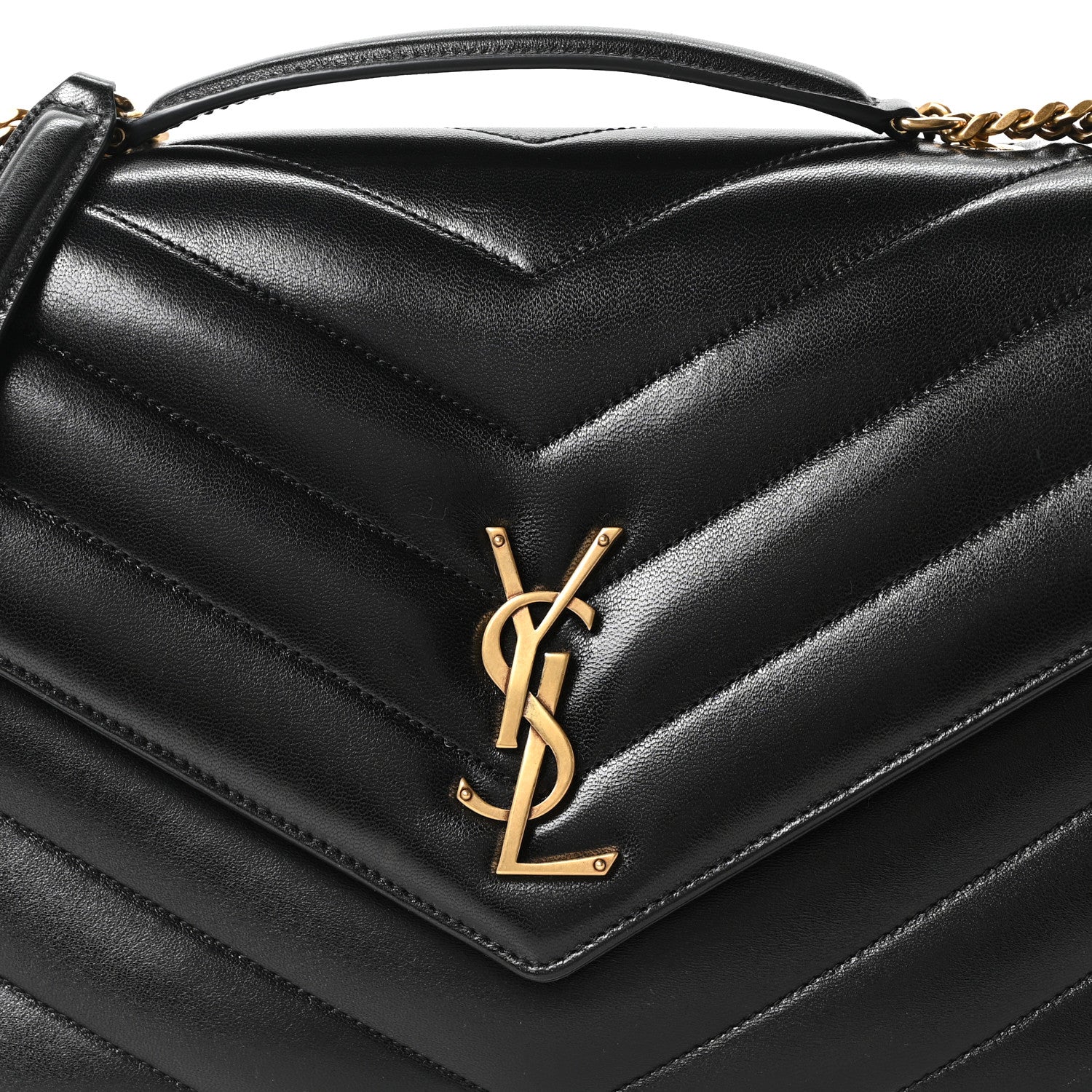 Saint Laurent Lambskin Chevron Quilted Large LouLou Black 9 of 11