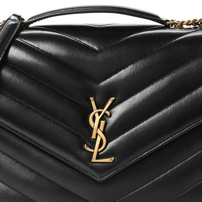 Saint Laurent Lambskin Chevron Quilted Large LouLou Black 9 of 11