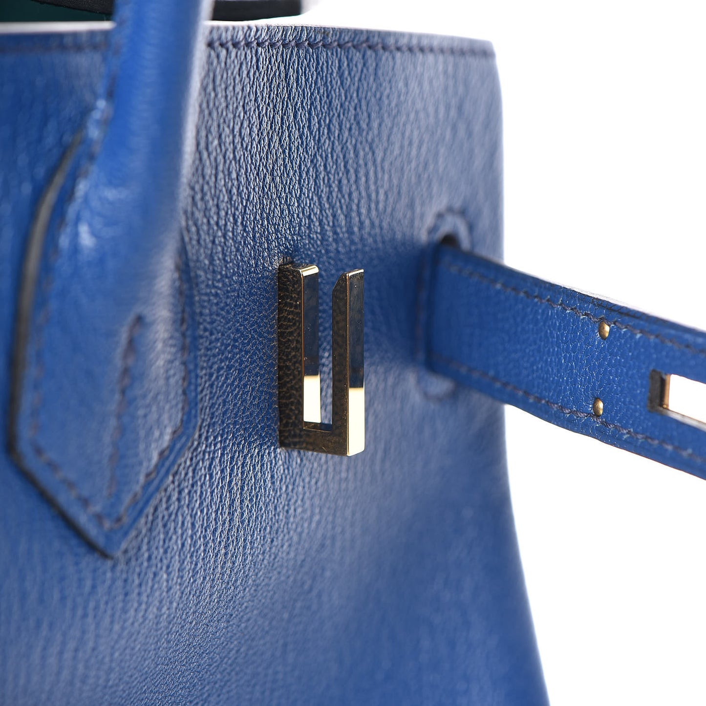 Chevre Mysore Bi-Color Horseshoe Birkin 30 Bleu Sapphire Paon