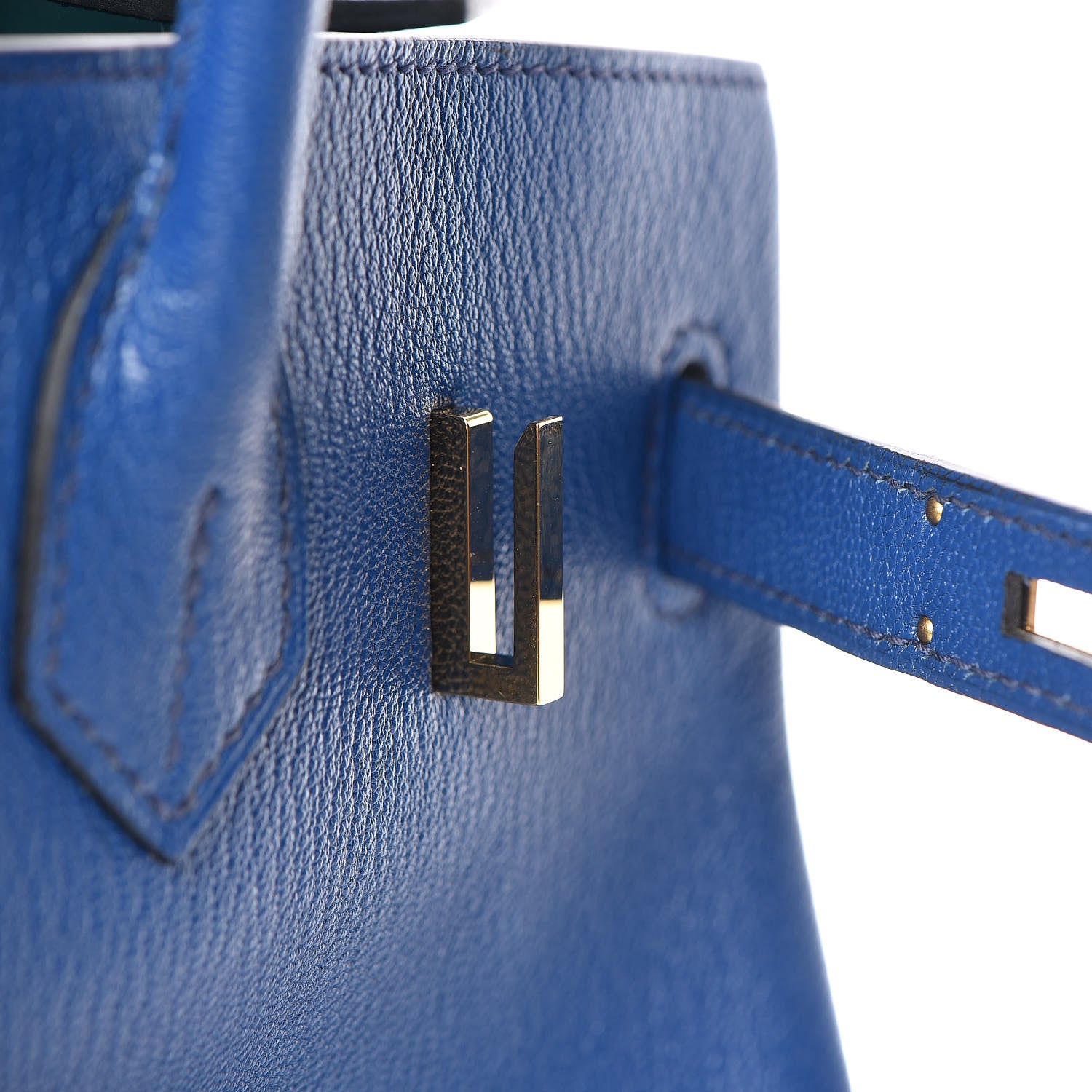 Hermes Chevre Mysore Bi-Color Horseshoe Birkin 30 Bleu Sapphire Paon 30 of 37